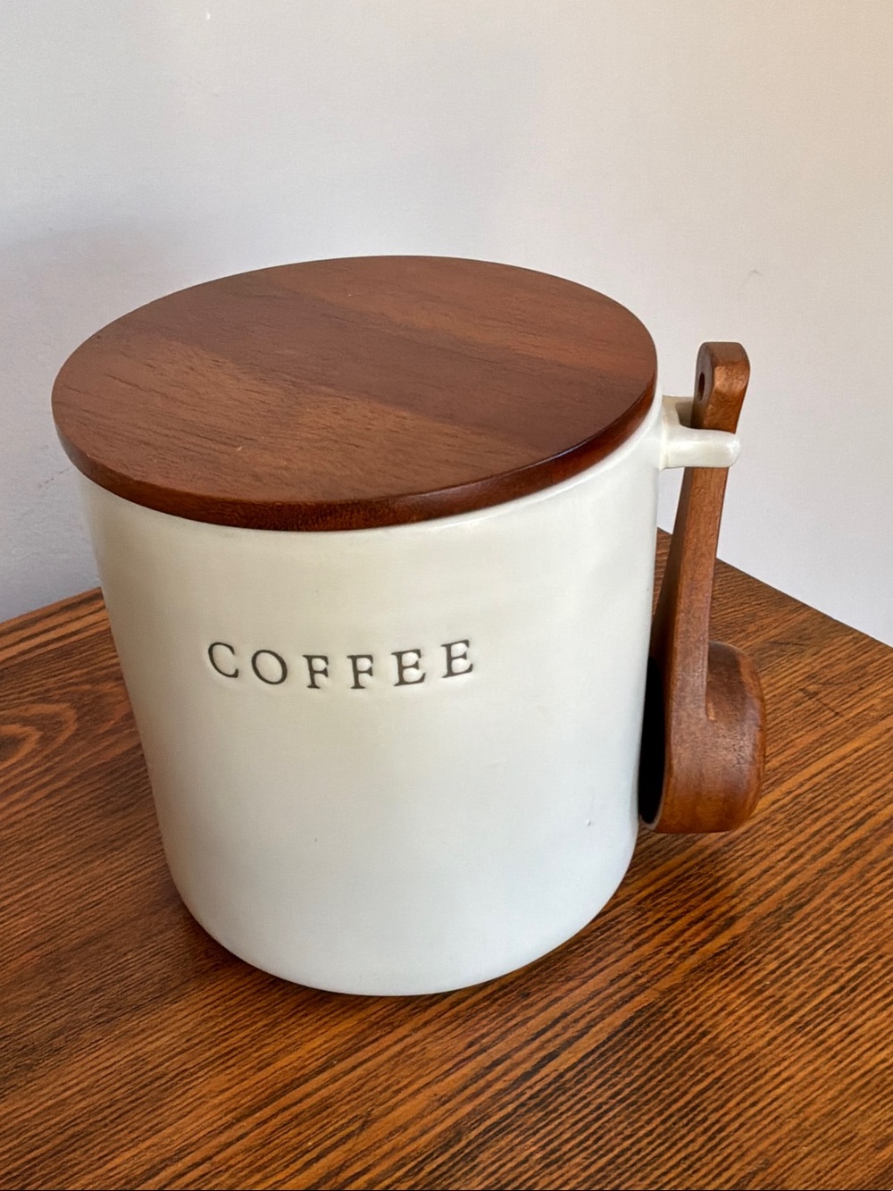 Hearth & Hand Ceramic Coffee Canister with Wooden Lid & Scoop